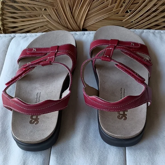 SAS Red Leather Strap Sandals_9.5 W - Picture 3 of 6